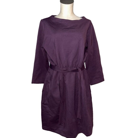 Duluth Dresses & Skirts - DULUTH Women’s NWOT Plum Long Sleeve Dress size XL Boat Neck Elegant Tie Waist